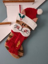 Large Christmas Stocking 3D Plush 19  Long CAT In SANTA HAT. KITTY