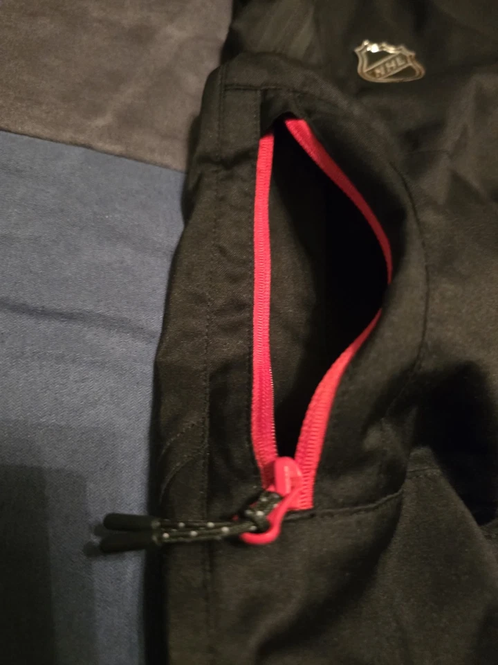 $150... Pantalones de pista Fanatics Authentic Pro Calgary Flame talla L forrados de malla negros Foto 4 de 4