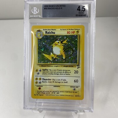Raichu Holo 16/130 Base Set 2 Pokemon Card Graded Beckett 4.5 RARE