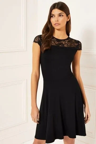 Lace cap sleeve skater dress new arrivals