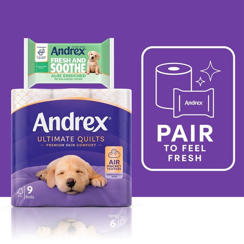 Andrex Toilet Rolls x96 Supreme Quilts Fragrance-Free 3 Ply Toilet Paper - Picture 4 of 8