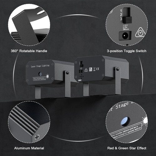 Laser Light Projector Pattern LED Stage Lighting RGB Disco Party DJ effect Light - Picture 8 of 12