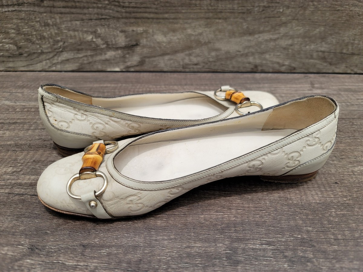 Gucci Bamboo Leather Horsebit GG Ballet Flats Sz 38 US 8. | eBay
