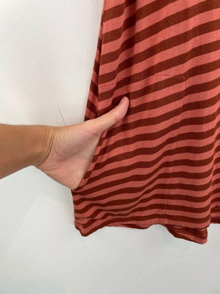 Logo Lori Goldstein túnica mediana top rosa bolsillos rayas cortas jersey A48-13 Foto 4 de 4