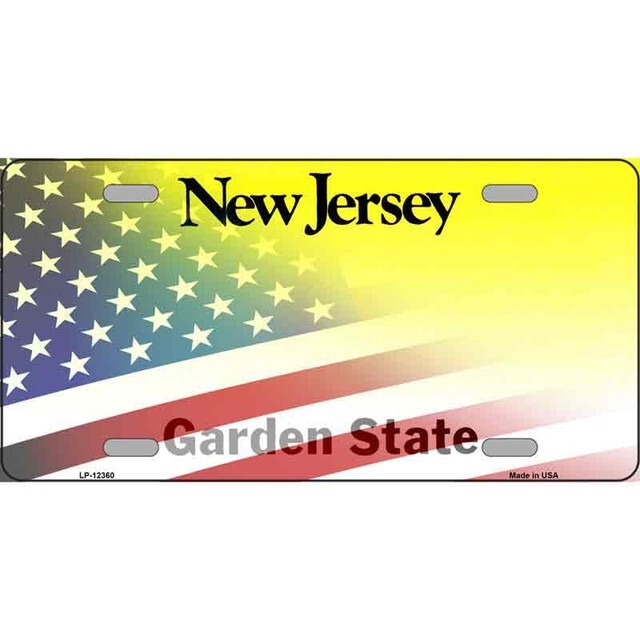 New Jersey American Flag License Plate Metal Sign for Car, Truck, Wall or Home