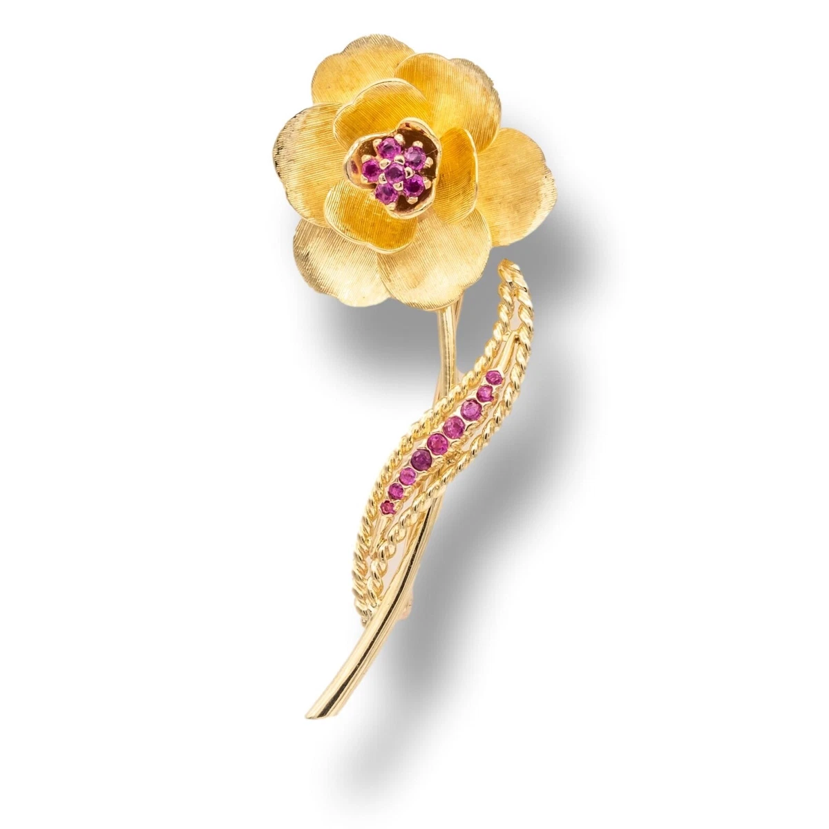 Boucheron - BOUCHERON PLATINUM & 18K YELLOW GOLD FLOWER DIAMOND BROOCH