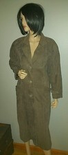 Rare  Boulder Ridge Private Label Nubuck Leather Long Duster Coat Brown S Soft