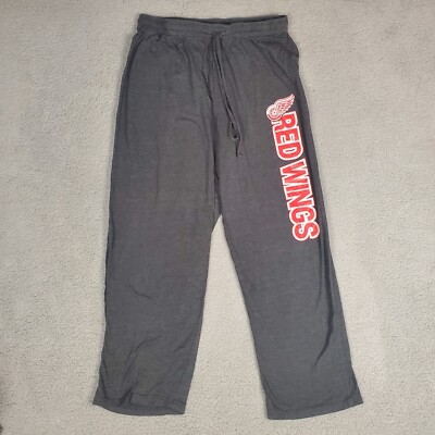 Red Wings Pajama Pants Mens Gray Large NHL Detroit Logo Sleepwear