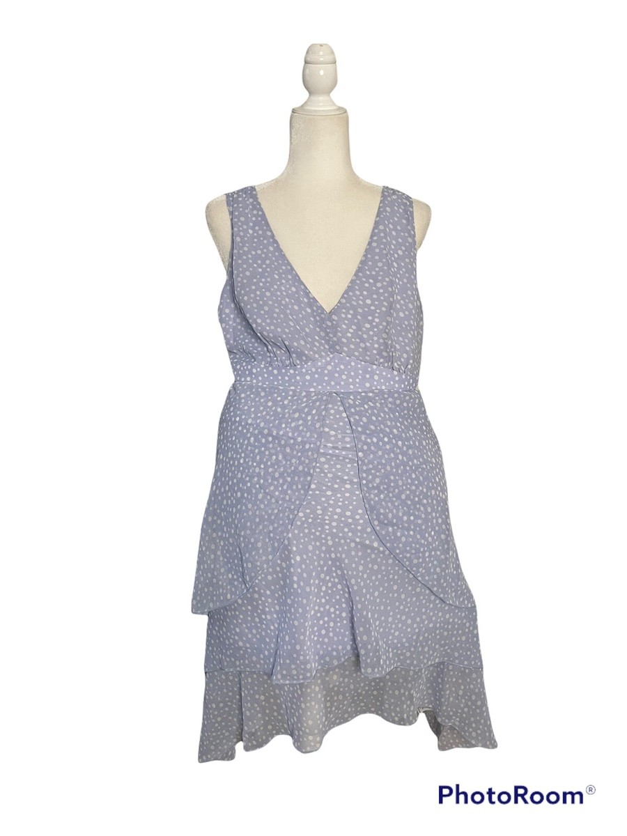 NWT Motherhood Maternity Baby Blue & White Polka Dot Dress Slight High Low  | eBay
