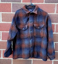 Vintage Pendleton Wool Jacket Large Shadow Plaid Blue/Brown Two Pocket 60s Coat