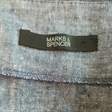 Womens M S Skirt Long Chambray Blue Flecked Linen Blend Panels Flare Loops UK 14