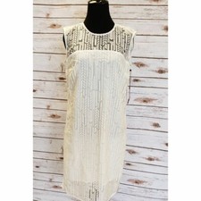 VINCE CAMUTO "Graphic Illusion" Dress Sz 4 Ivory Dress with Zippered Back