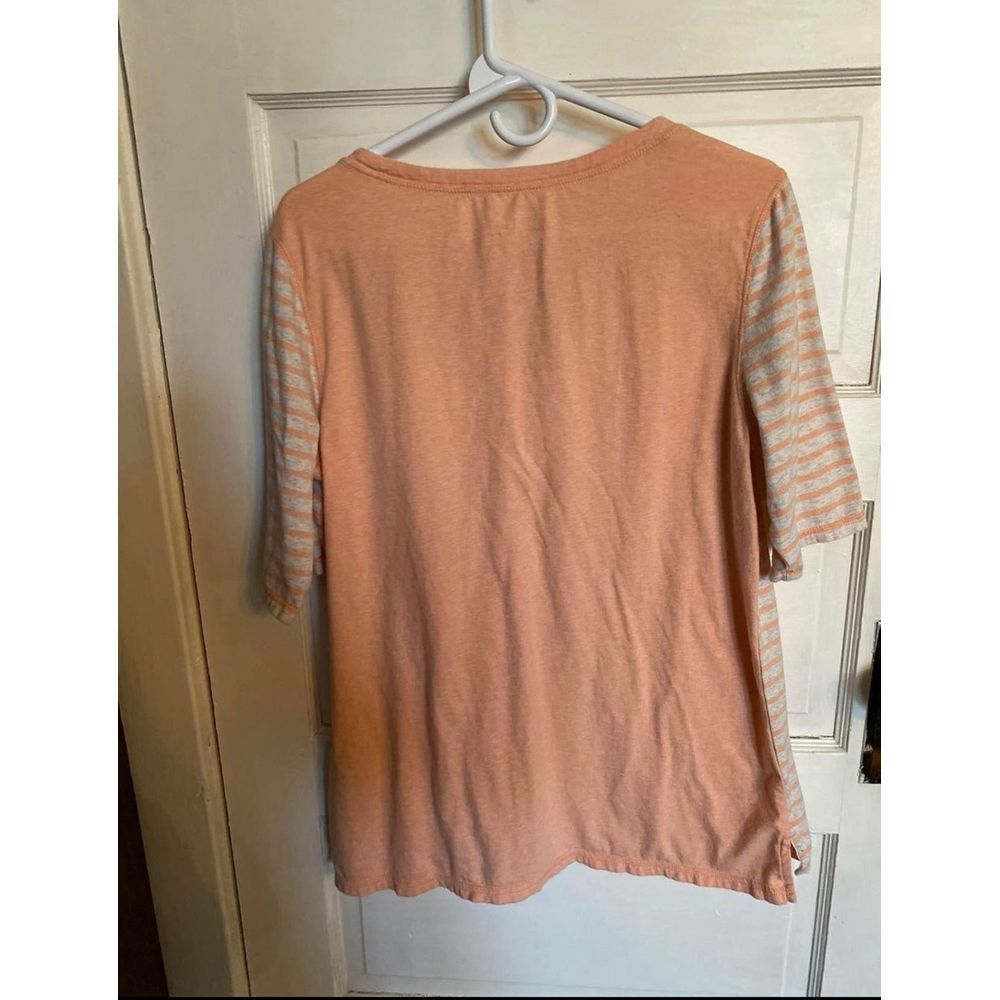 Carhartt Casual Peach & Gray Striped T-Shirt with Quarter Sleeves size 12-14 thumbnail 2