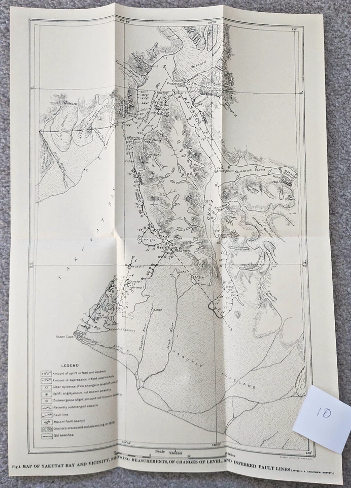 1913 Antique Geological Map of Yakutat Bay, Alaska - Image 1 of 1