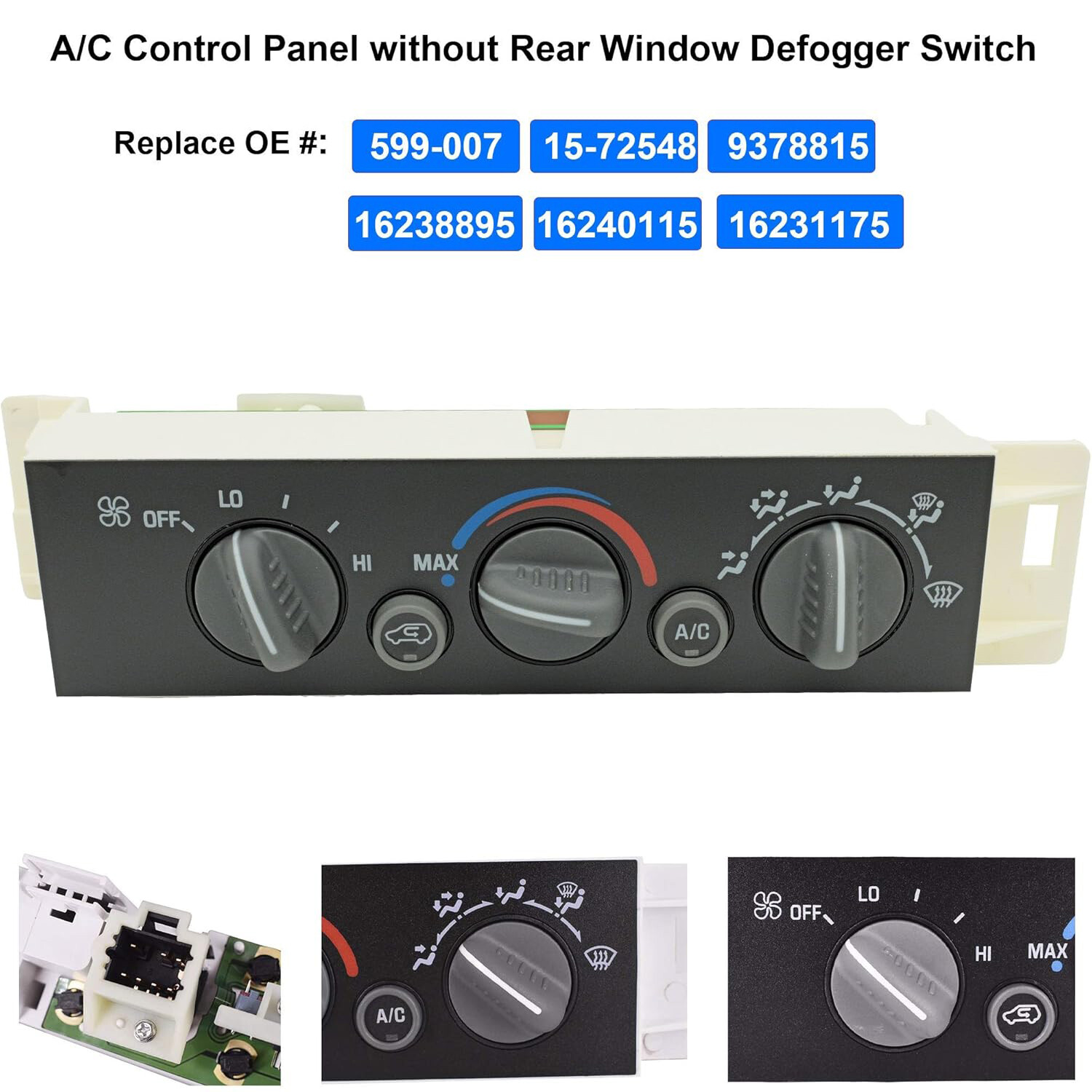 For Chevy GMC C1500-C3500 K1500-K3500 Truck A/C Heater Climate Control Switch