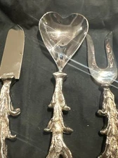 Michael Aram & BOXER 1990s Silver Plated 3 Piece Serving Set I LOVE YOU