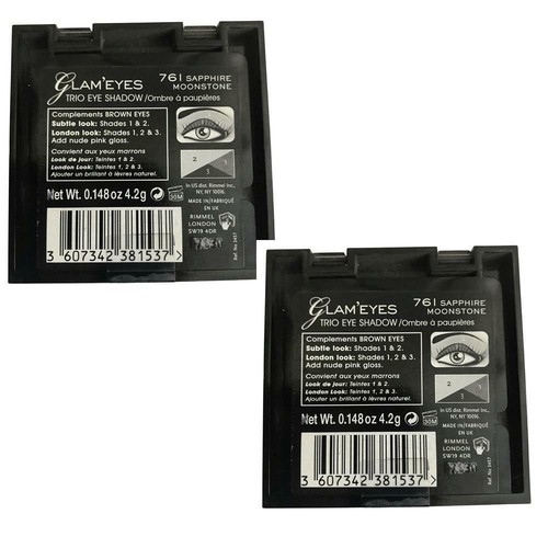Pack of 2 Rimmel London Glam Eyes Trio Eyeshadow, Sapphire Moonstone 761 - Picture 4 of 5