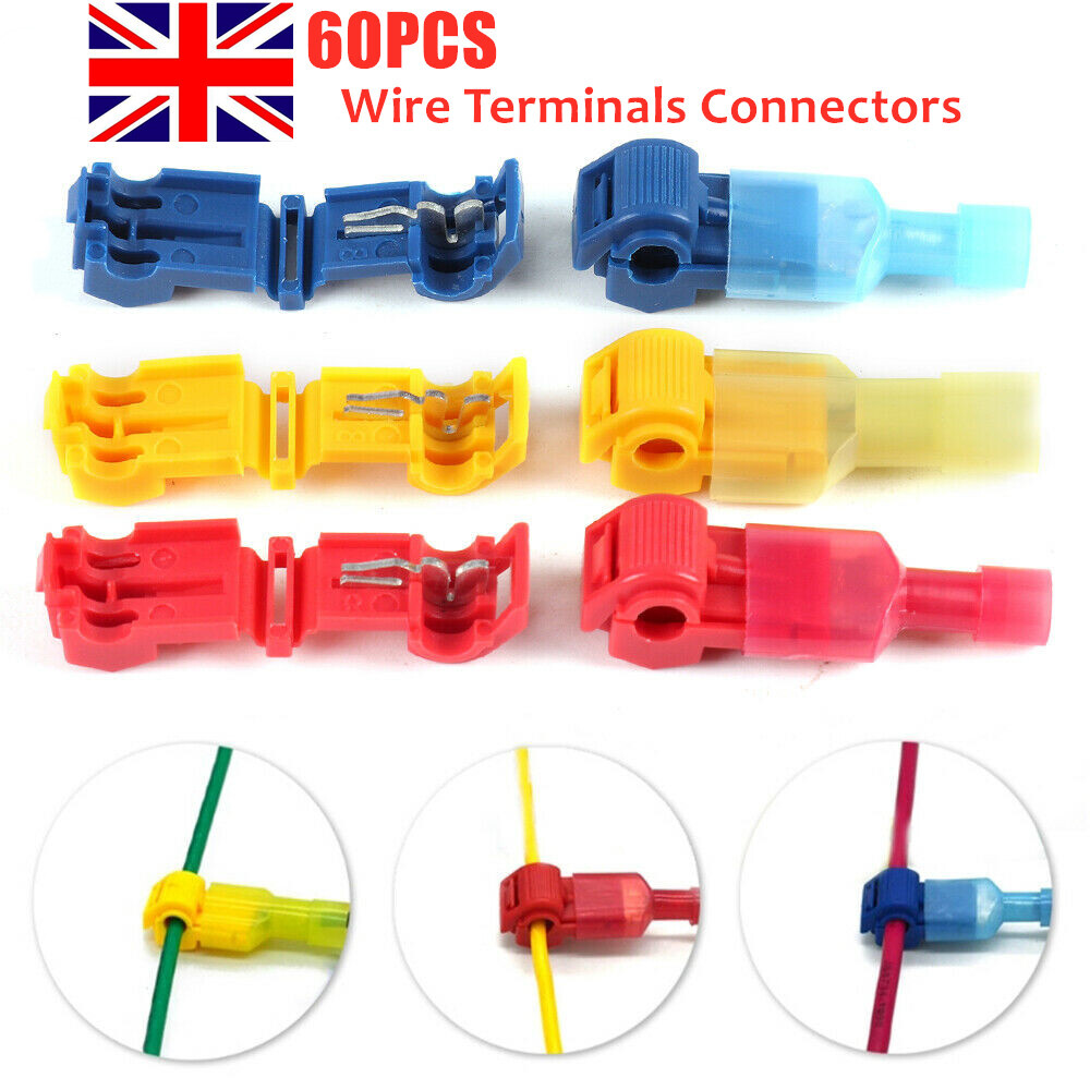 60PCS]T Tap Electrical Connectors - Quick Wire Splice Taps And Insulated Male Quick Disconnect Terminals I2798227259