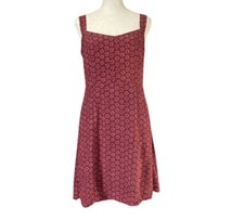 Gap women’s floral fit and flare maroon lined pocket dress size 4 zipper back