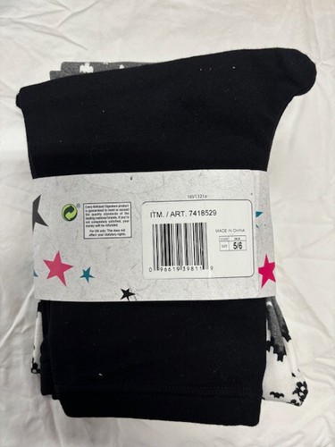 Kirkland Girls Full Length Legging 2 Pack ( BLACK/WHITE 5/6) NWT - Picture 2 of 2