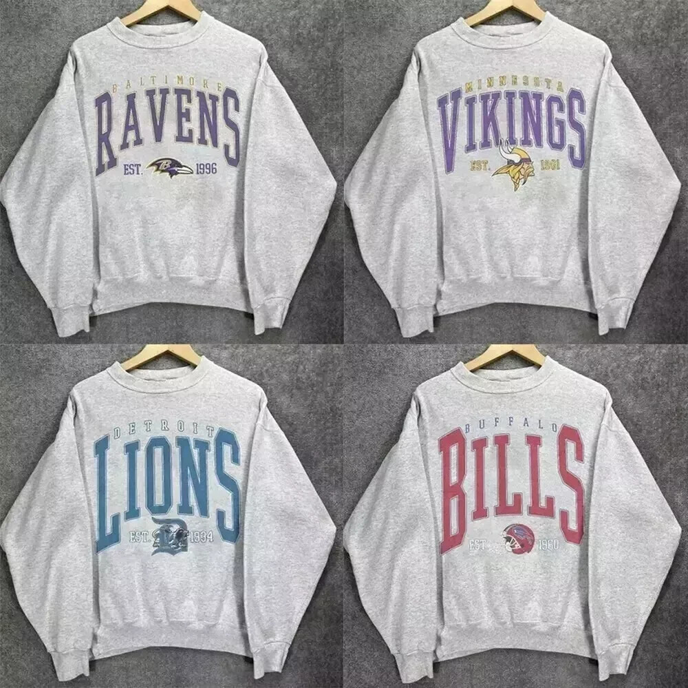 All Teams Vintage Football v23 Crew Neck Sweatshirt, Men Football Sweatshirt