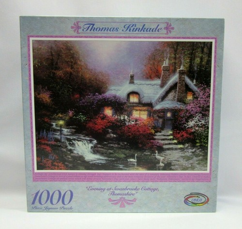 Thomas Kinkade Evening at Swanbrooke Cottage Thomashire puzzle 1000 piece New