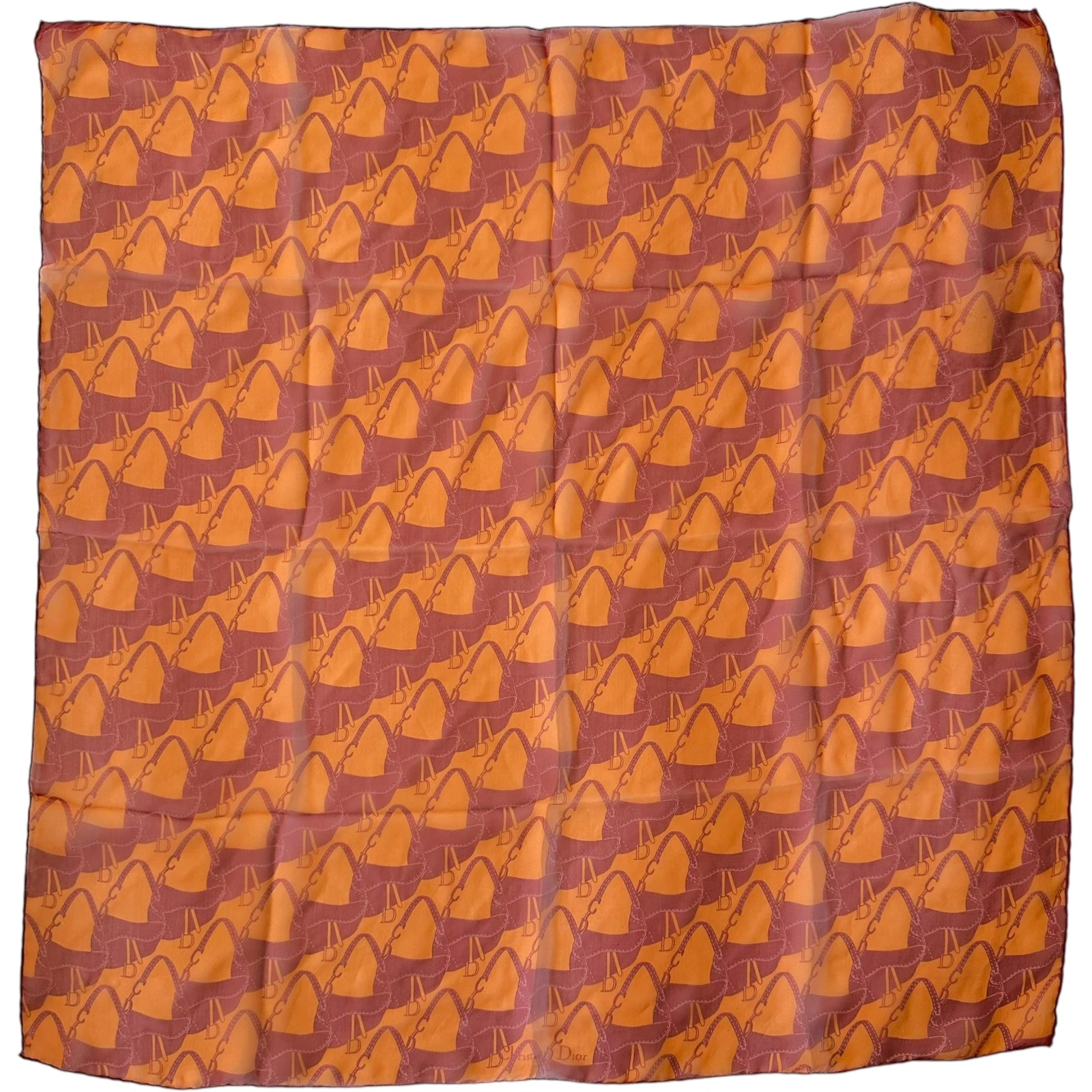 Foulard imprimé sacoche selle Dior rose et orange