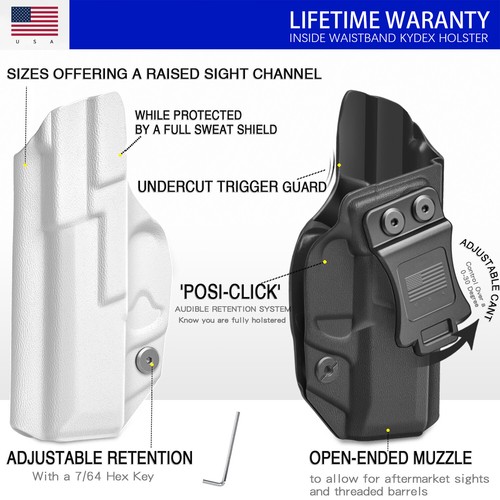 IWB KYDEX Holster Fits Glock 43/43X & Glock 43X MOS Pistol Adjustable Cant - Picture 41 of 44