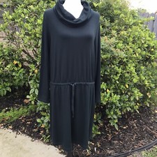 Lou and Grey For LOFT Dress Long Sleeve Drawstring Waist Cowl Neck Casual Large