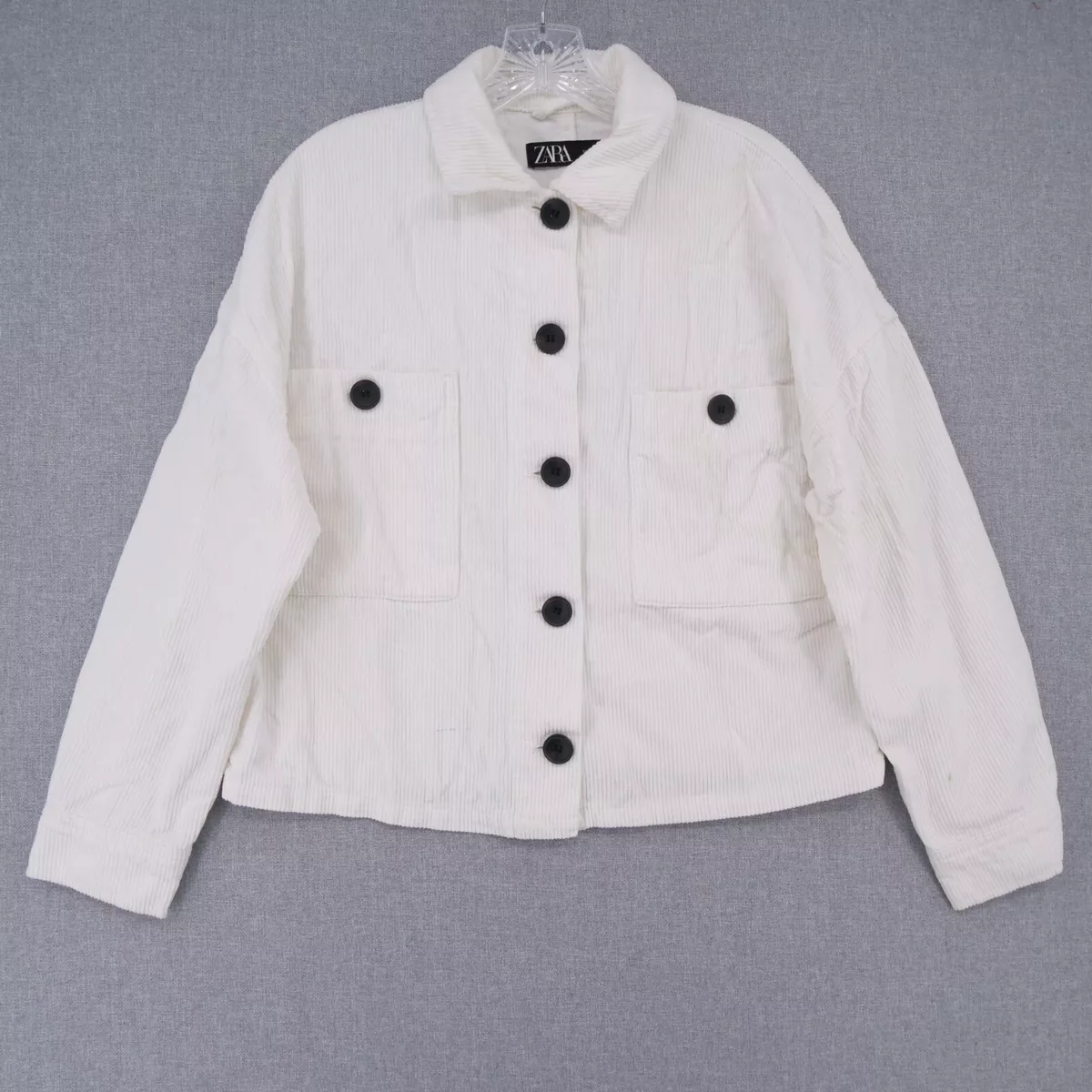 Zara white cheap corduroy jacket