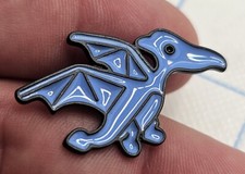 VTG Lapel Pinback Hat Pin Black And Blue Enameled Cartoon Dragon