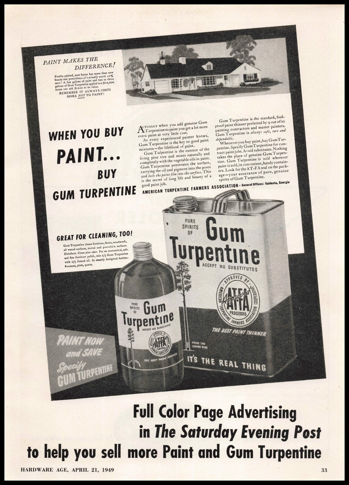 Turpentine Sign 1949 American Turpentine Farmers Valdosta Georgia Gum Turpentine Print ...