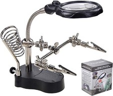 Mlogiroa Helping Hands Soldering Station 3.5X 12X Magnifying Glass LED Lighted