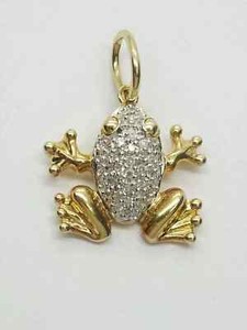 Authentic Frog Beauty Pendant 2Ct Round Cut Lab-Created Diamond 14K Two-Tone Gold Plated