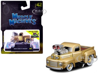 1949 FORD F1 PICKUP TRUCK GOLD 1/64 DIECAST BY MUSCLE MACHINES 15582