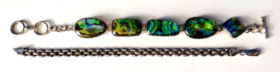 CHOOSE SS 925 BRACELET--Open Link Abalone w/Toggle OR 2 Tone Flat Link-PICK 1