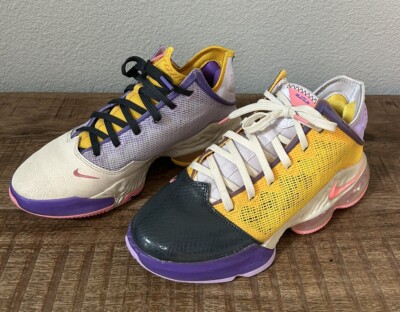 NIKE Lebron 19 Low Mismatch Basketball Shoes Lilac Pink Gray Men US  DO9829-500