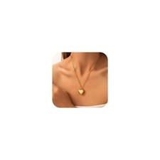 Heart Necklace for Women Puffy Heart Necklace Heart Pendant Necklace 14K Gold...