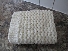 Hand Knitted Cream Chunky Baby Blanket size approx 22"x 31"