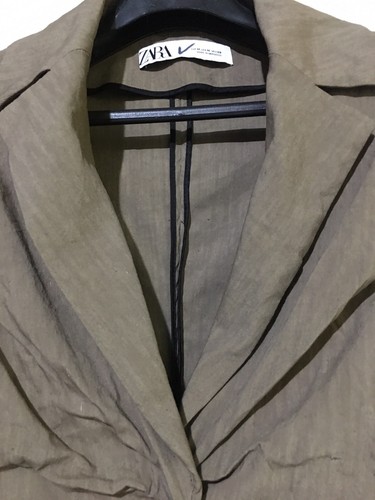 Zara Linen One Button pleated Blazer - Picture 3 of 14