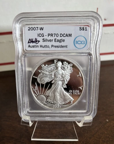 (1) 2007 W $1 American Silver Eagle ICG Proof PR70 DCAM Signed by Austin Hutto