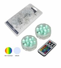 39384 2er Set LED Big-Teelichter mit Farbwechsel wasserdicht mit Fernbedienung