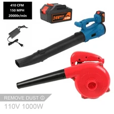 24V Cordless/Handheld Electric Corded Leaf Blower Vacuum Cleaner+Battery&Charger