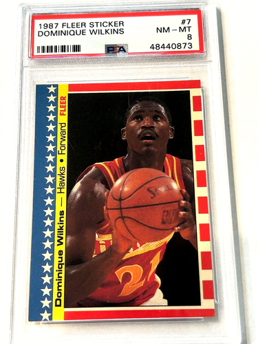 1987 Fleer Sticker Basketball #7 Dominique Wilkins PSA 8 NM-MT - Bild 2 von 4