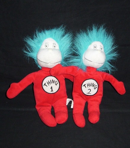 Kohl's Cares Dr Seuss Cat in the Hat Movie Thing 1 and Thing 2 Plush Stuffed Set - Picture 1 of 2