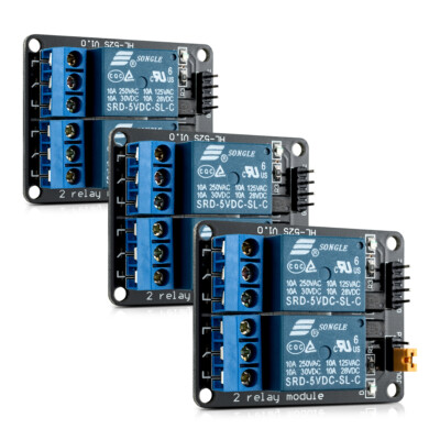 3x KWMOBILE 2 KANAL RELAIS RELAY MODUL MODULE MIT 5V FÜR ARDUINO