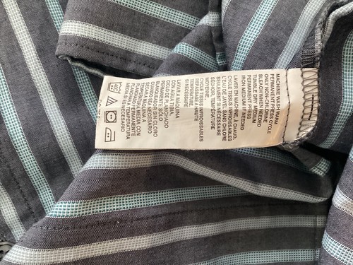 Van Heusen Studio Slim Fit Mens 2XL XXL Gray Striped Button Up Long Sleeve Shirt - Picture 6 of 10