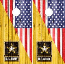 US Army Cornhole Wraps American Flag US Vinyl Board Skins Decals Bag Toss Game