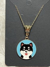 Adorable Dog Puppy Gold Enamel Bohemian Fashion Fun Necklace 18  