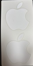 Genuine OEM Apple Logo Sticker Decal White 2  W x 2.5  H  2 Stickers on Sheet